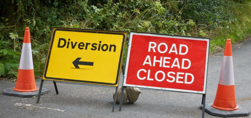 Road closure signage